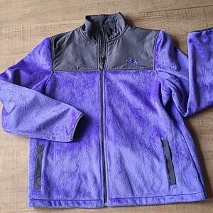 Fila Purple Black Full Zip Fleece Jacket‎ XL Athletic Sport Running EUC